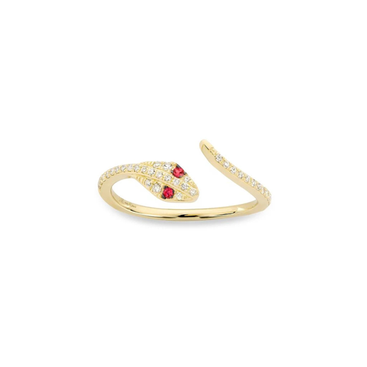 MISS MIMI 14k Yellow Gold Diamond Snake Pinky Ring