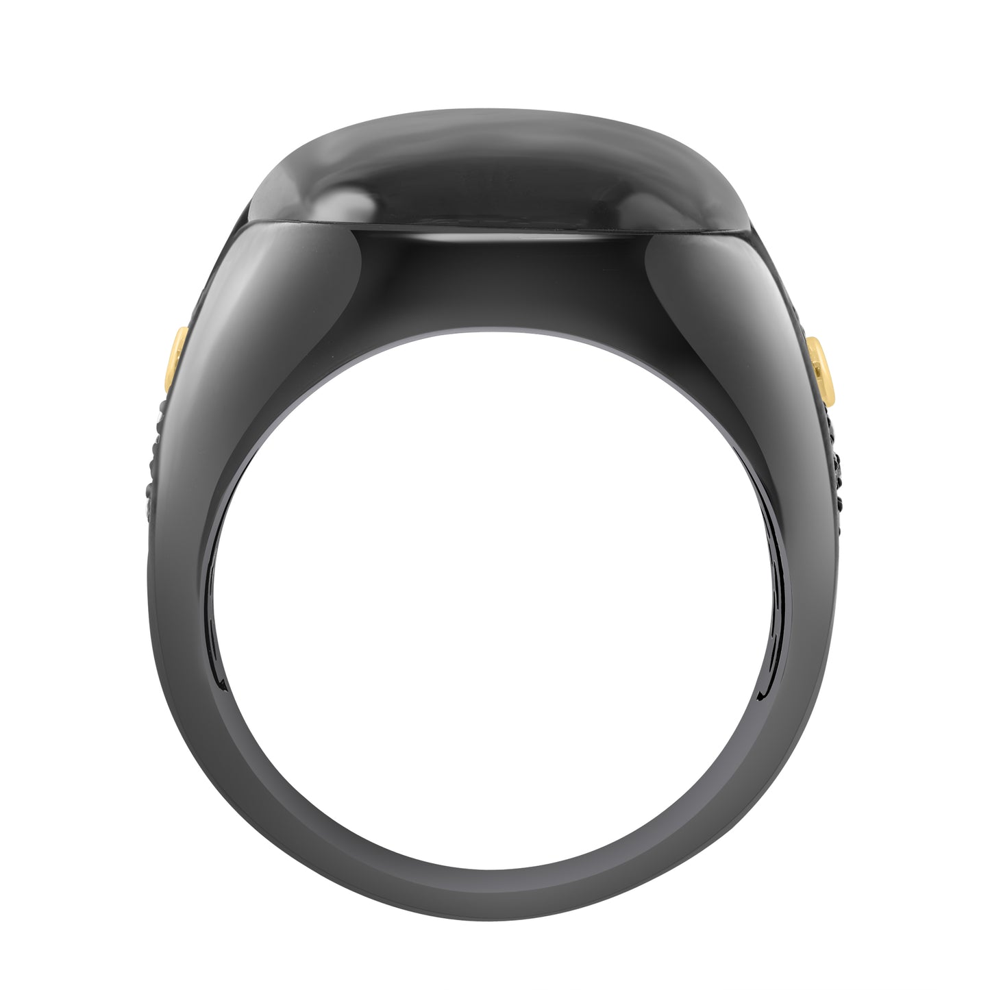 EFFY 925 STERLING SILVER/18K YELLOW GOLD DIAMOND (0.02 CTW), ONYX BLACK SPINEL RING