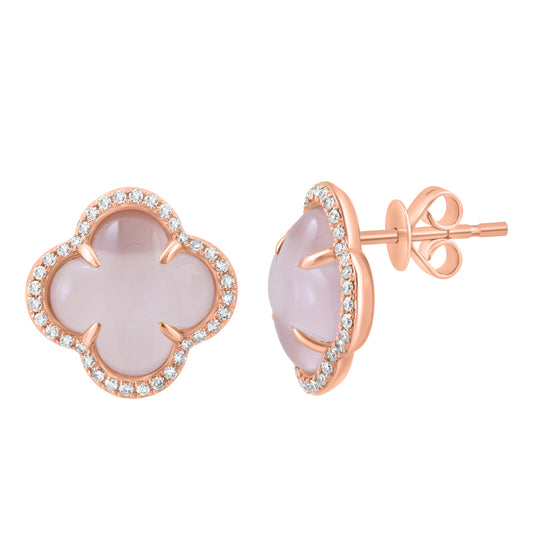 EFFY 14K ROSE GOLD DIAMOND (0.27 CTW) PINK (ROSE) QUARTZ EARRINGS