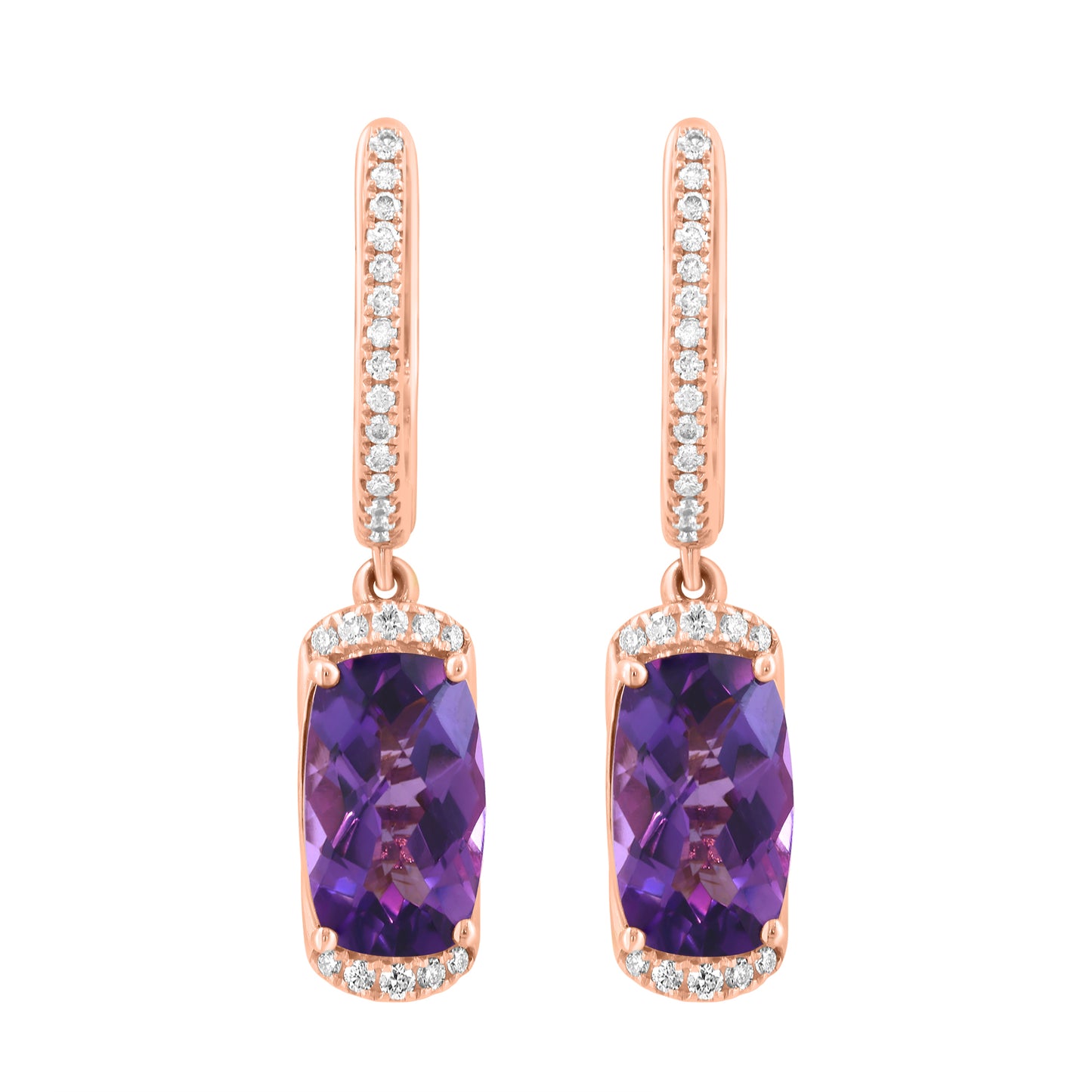 EFFY 14K ROSE GOLD DIAMOND (0.22 CTW) AMETHYST EARRINGS