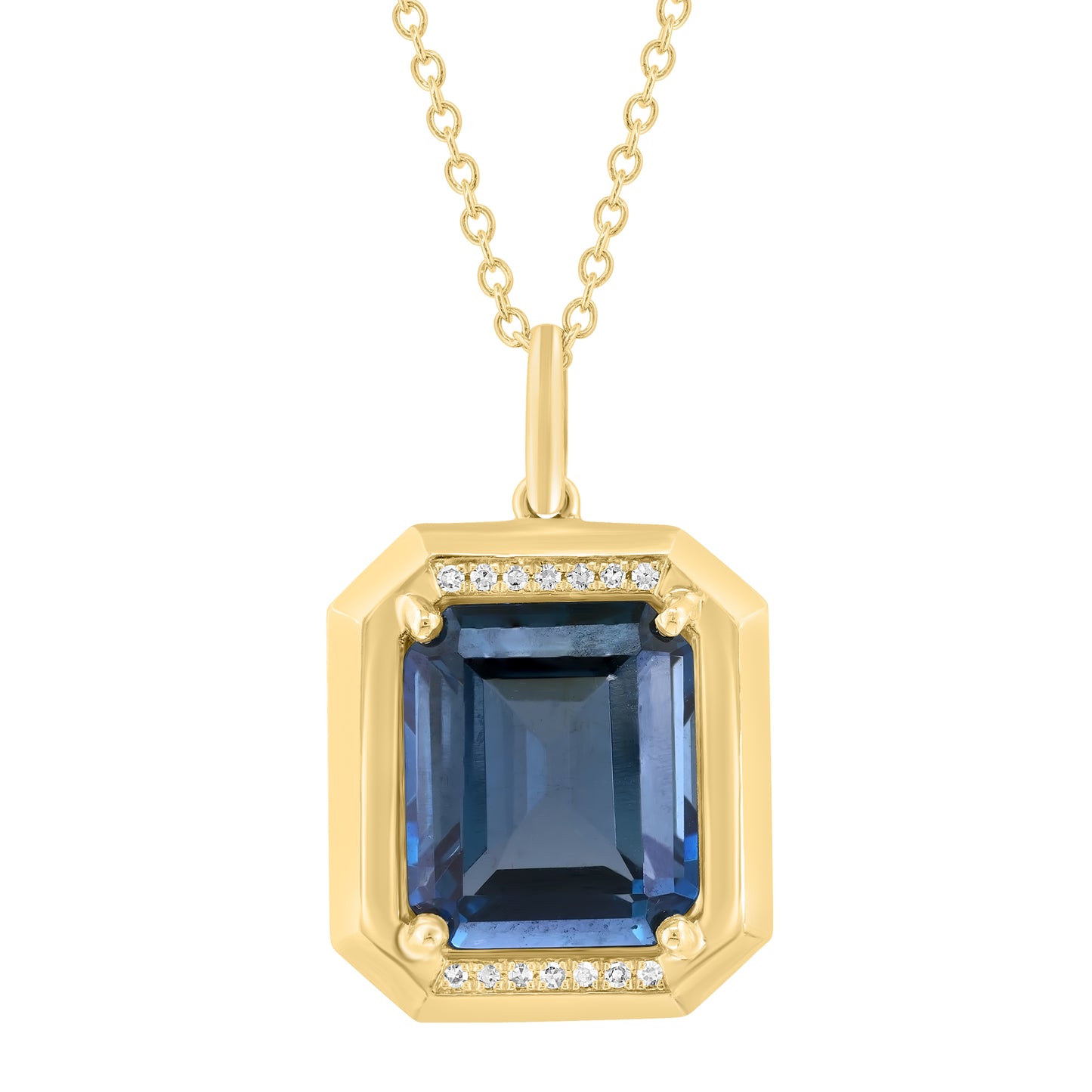 EFFY 14K YELLOW GOLD DIAMOND LONDON BLUE TOPAZ PENDANT