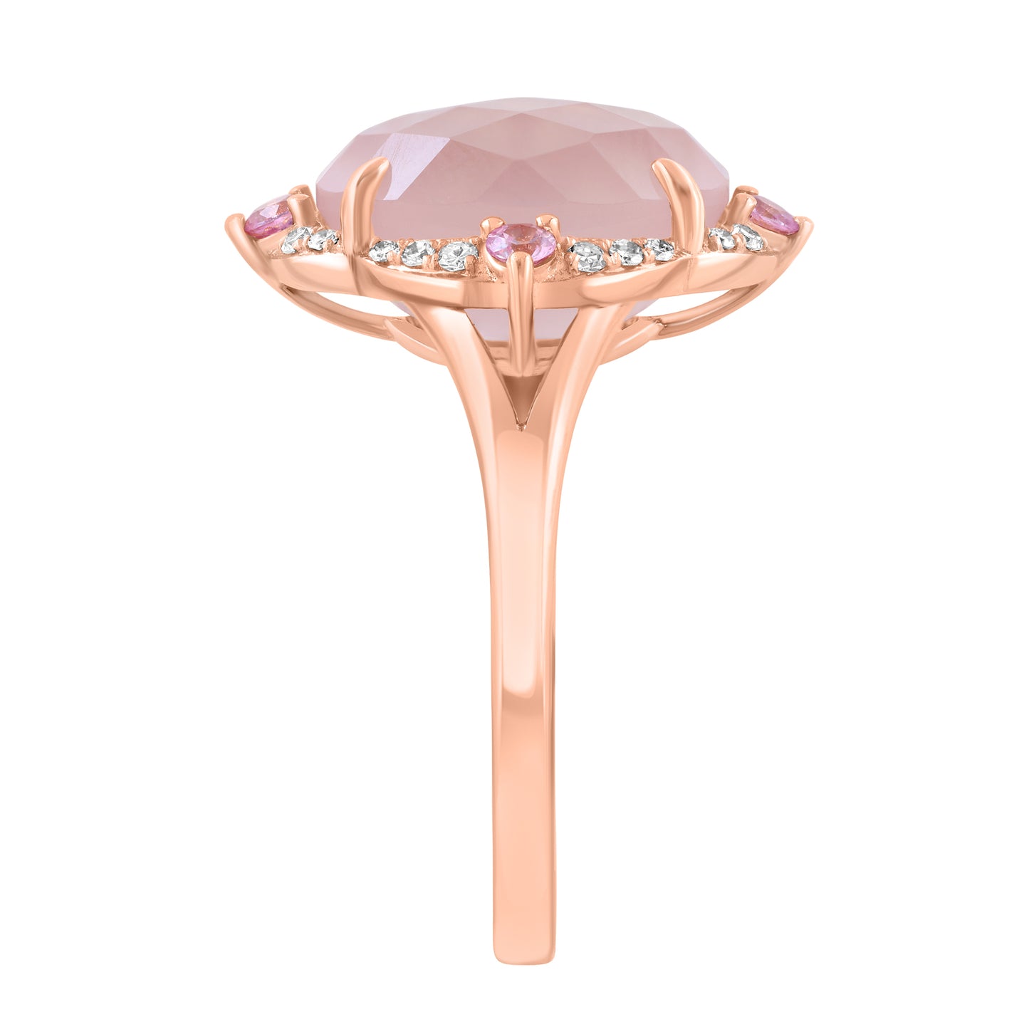 EFFY 14K ROSE GOLD DIAMOND (0.10 CTW) PINK(ROSE) QUARTZ PINK SAPPHIRE RING