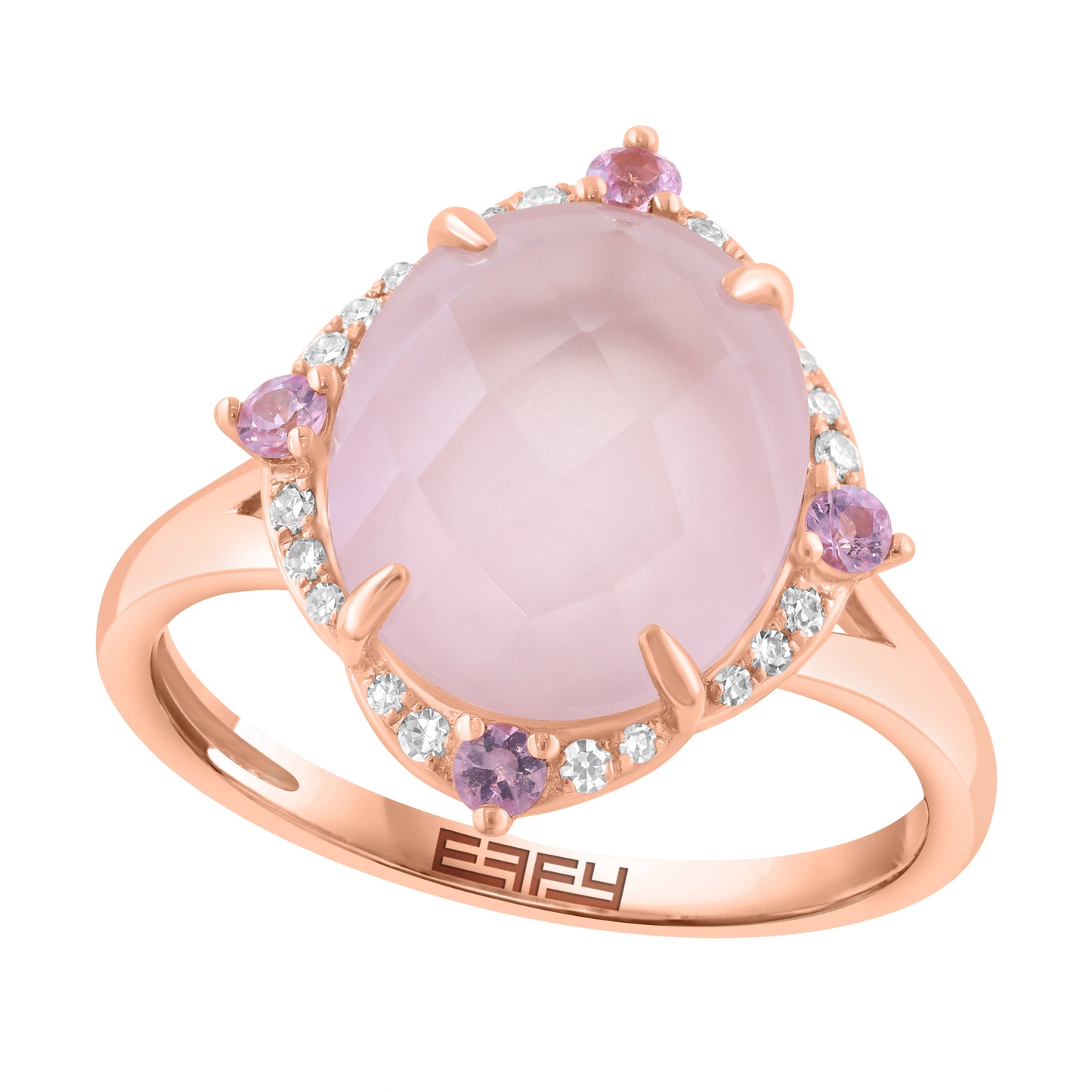EFFY 14K ROSE GOLD DIAMOND (0.10 CTW) PINK(ROSE) QUARTZ PINK SAPPHIRE RING