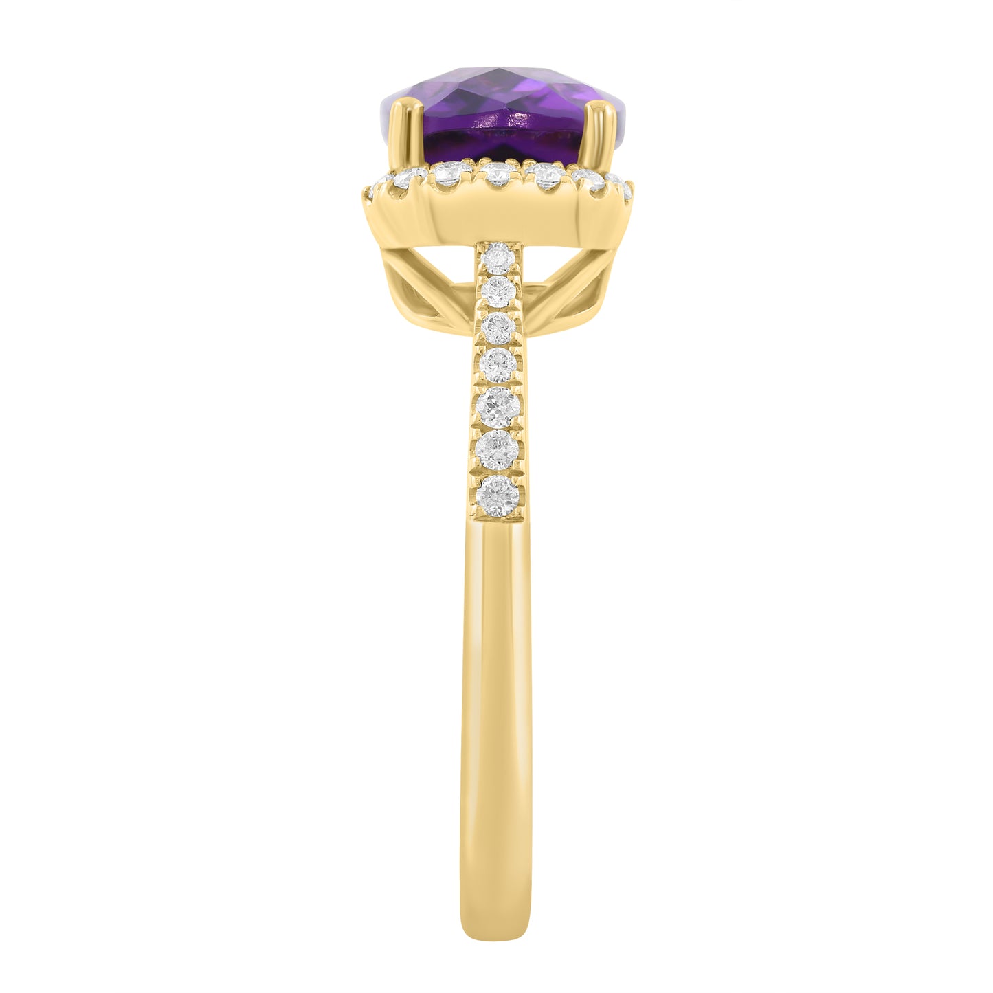 EFFY 14K YELLOW GOLD DIAMOND AMETHYST RING