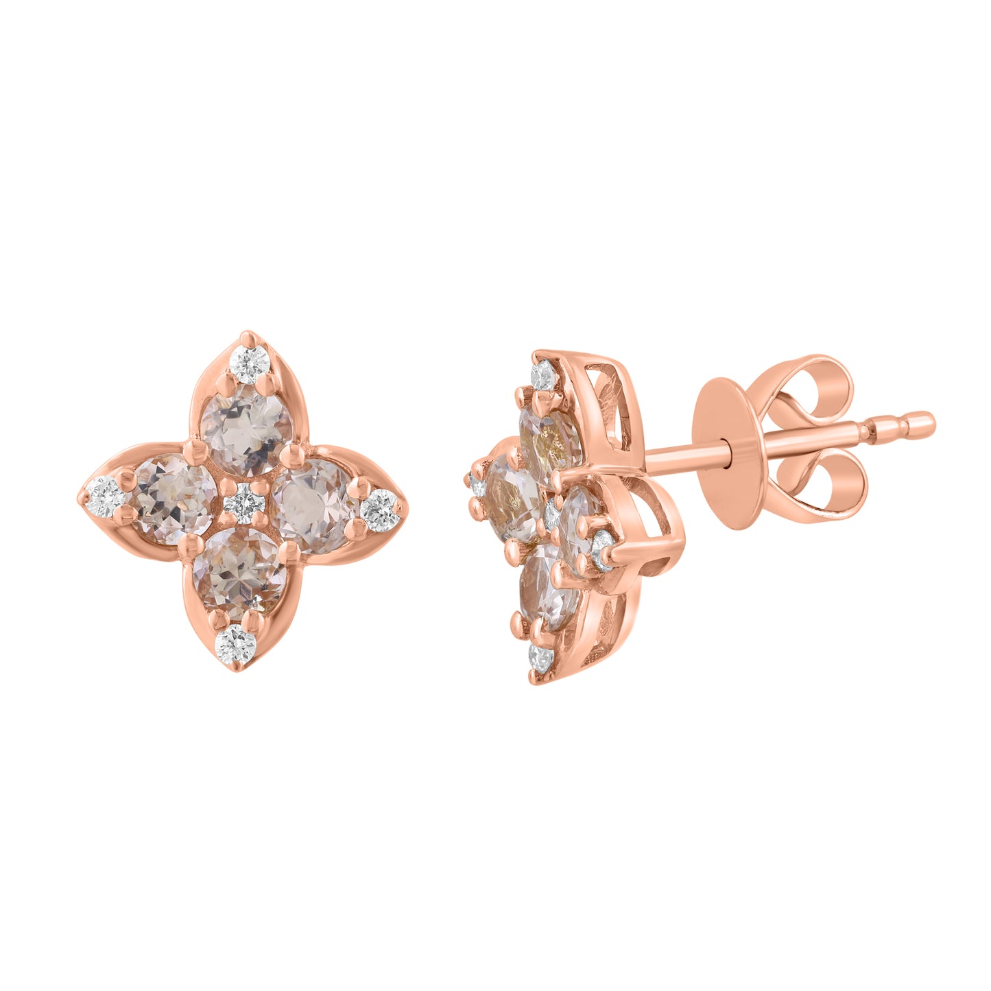 EFFY 14K ROSE GOLD DIAMOND (0.10 CTW) MORGANITE EARRINGS