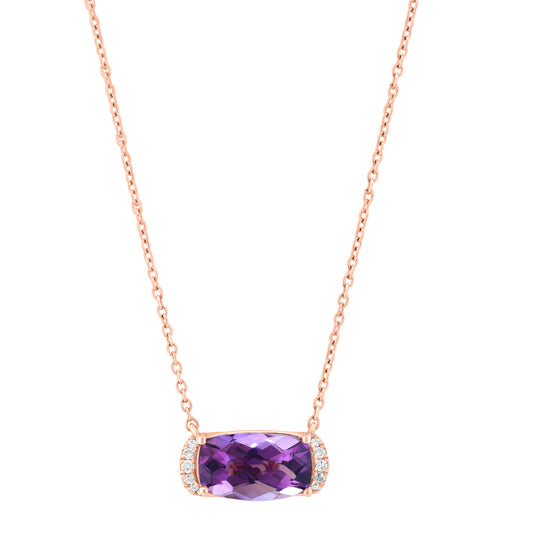 EFFY 14K ROSE GOLD DIAMOND (0.08 CTW), AMETHYST NECKLACE