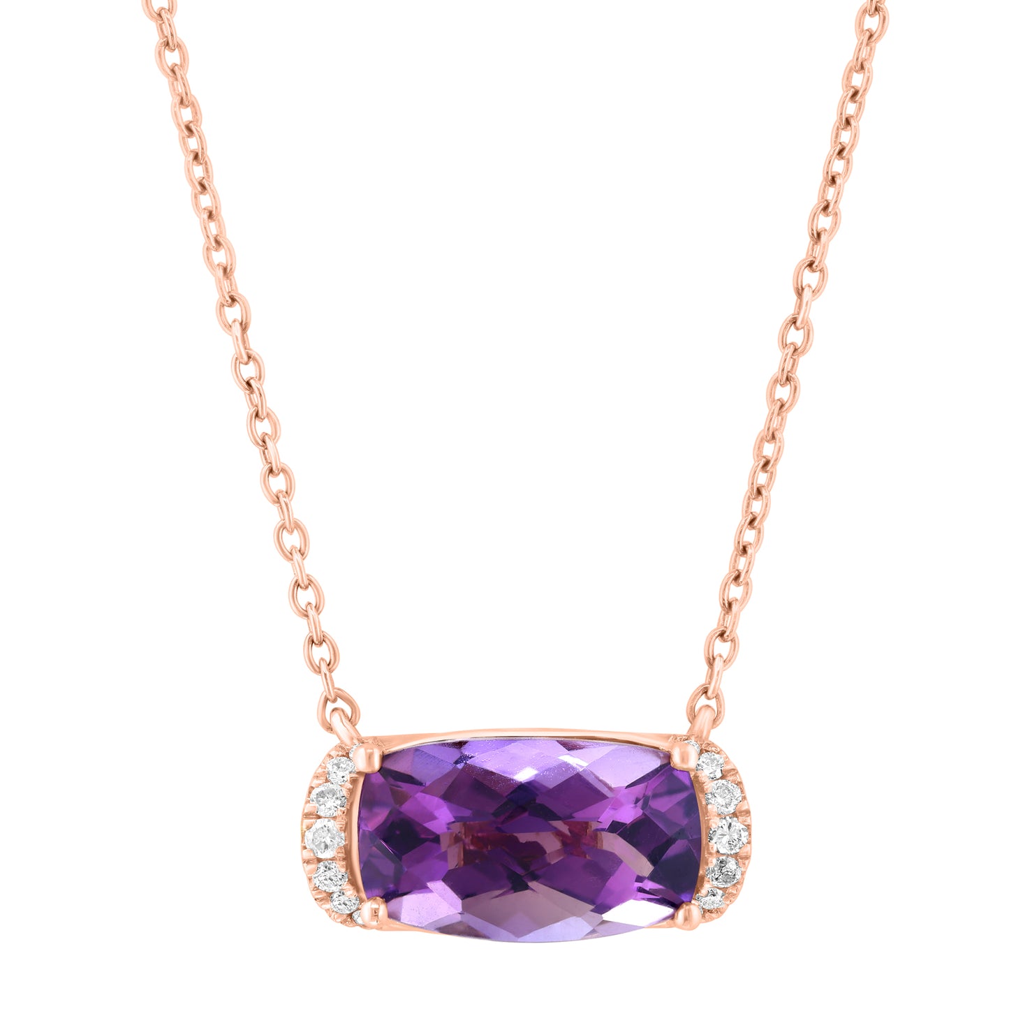 EFFY 14K ROSE GOLD DIAMOND (0.08 CTW), AMETHYST NECKLACE
