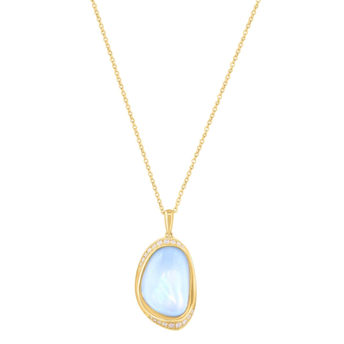 EFFY 14K YELLOW GOLD DIAMOND (0.17 CTW) SKY BLUE TOPAZ PENDANT