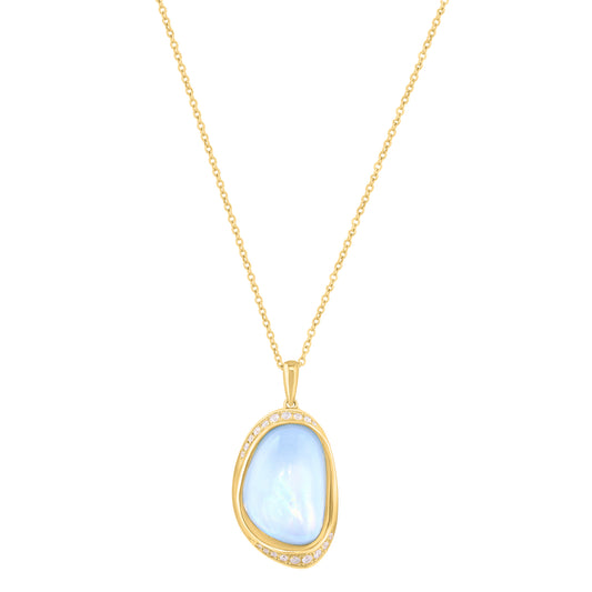 EFFY 14K YELLOW GOLD DIAMOND (0.17 CTW) SKY BLUE TOPAZ PENDANT