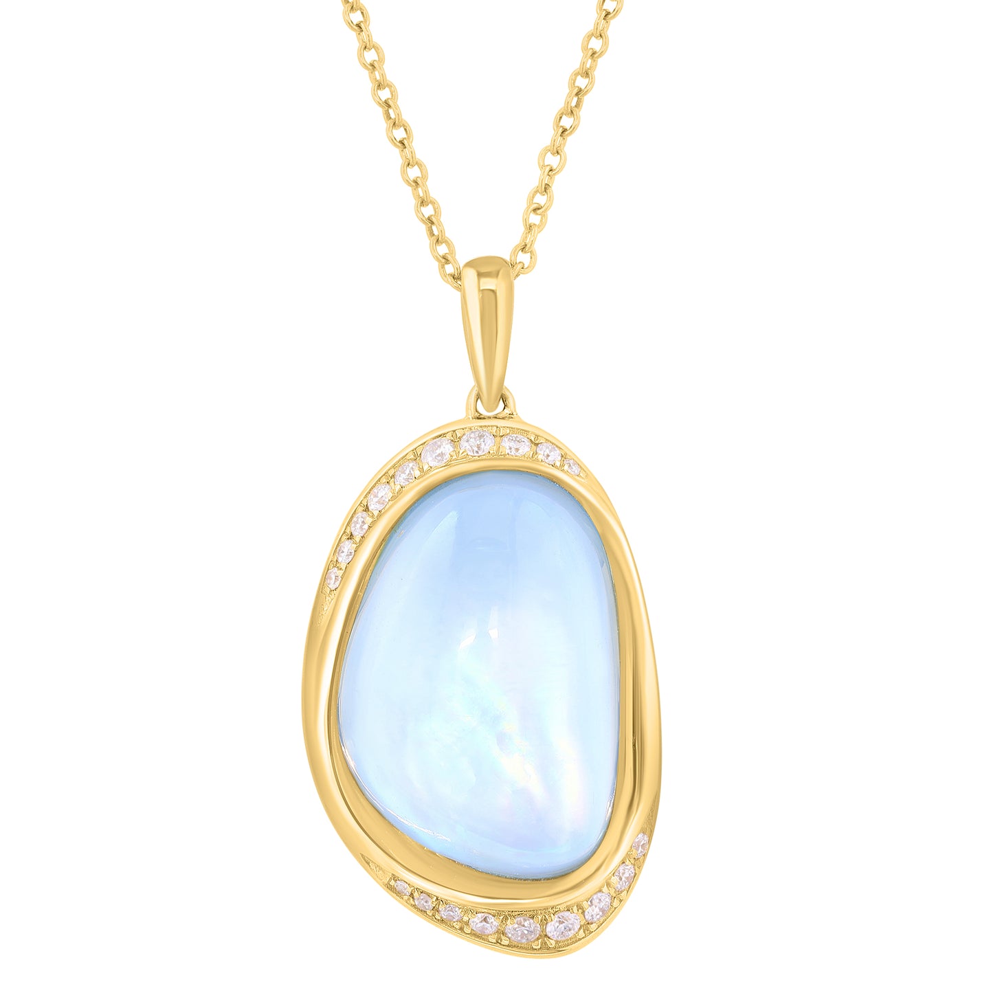 EFFY 14K YELLOW GOLD DIAMOND (0.17 CTW) SKY BLUE TOPAZ PENDANT