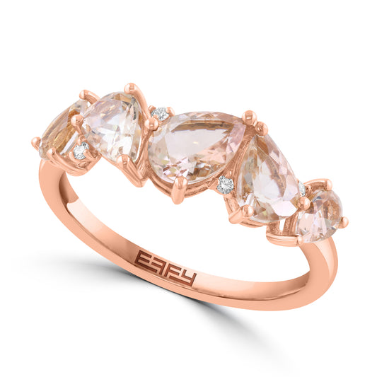 EFFY 14K ROSE GOLD DIAMOND (0.03 CTW) MORGANITE RING