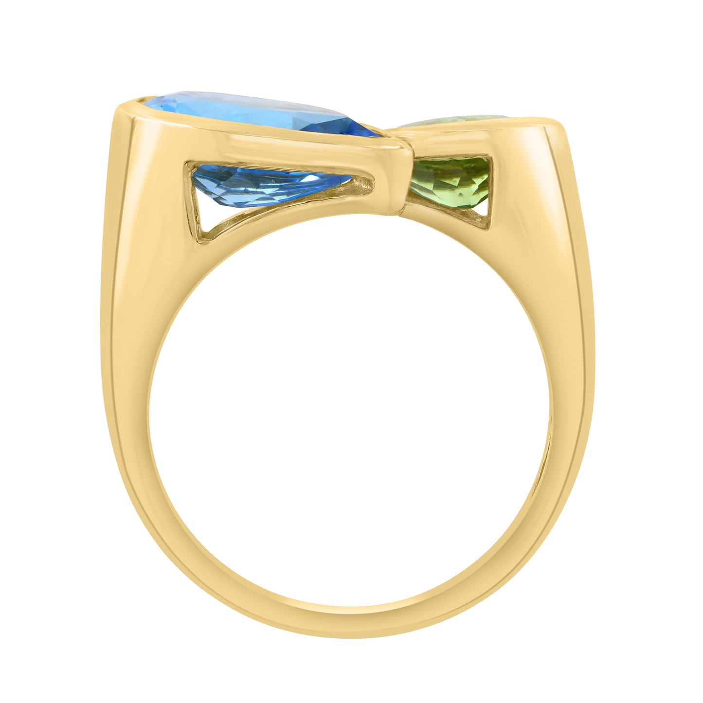EFFY 14K YELLOW GOLD BLUE TOPAZ PERIDOT RING