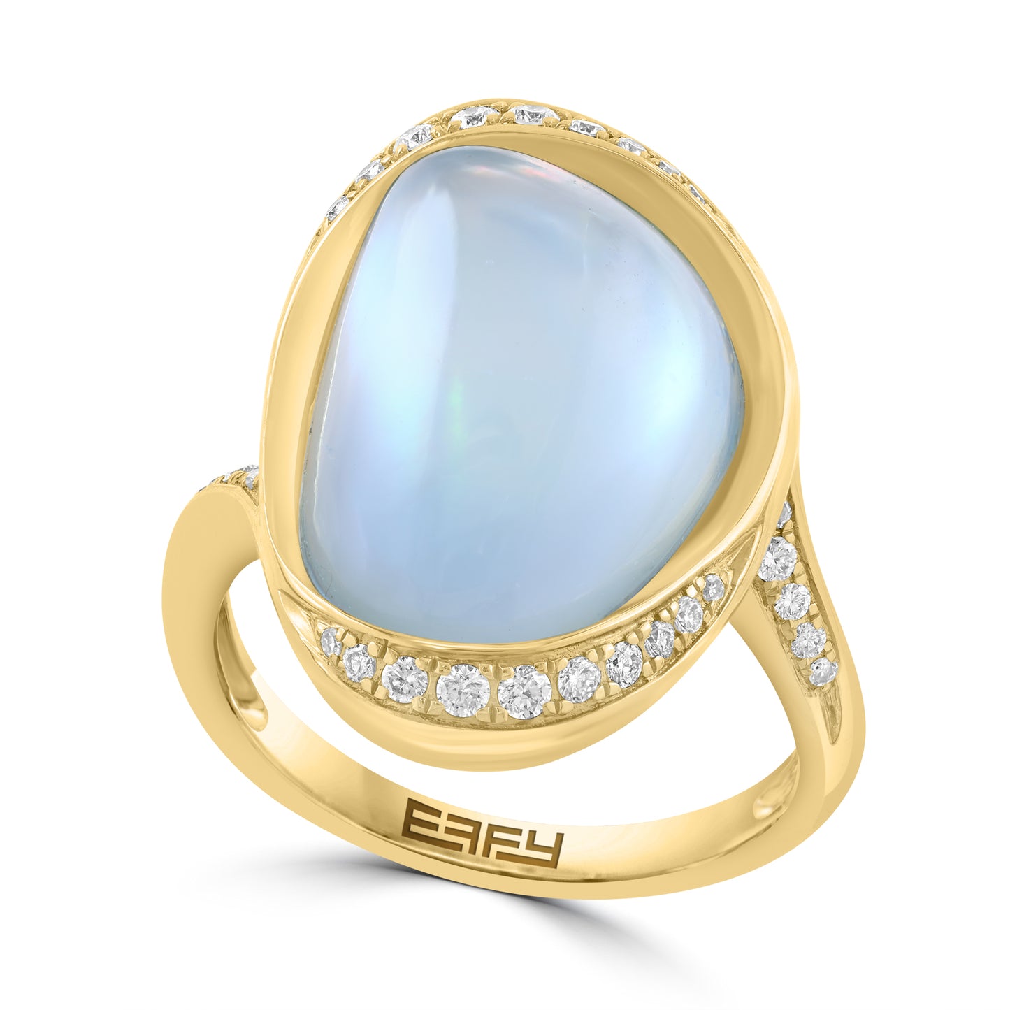 EFFY 14K YELLOW GOLD DIAMOND (0.22 CTW) SKY BLUE TOPAZ RING