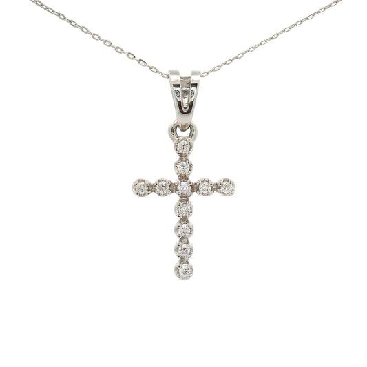 Elegant 10k Gold and Diamond Cross Pendant