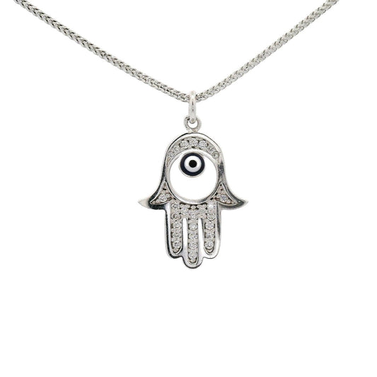 Elegant 10k Gold and Swarovski Hamsa Hand Pendant
