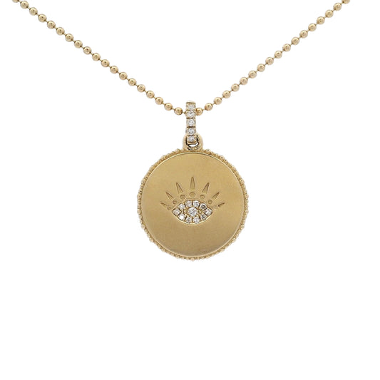 Elegant 14k Gold & Diamond Eye Pendant