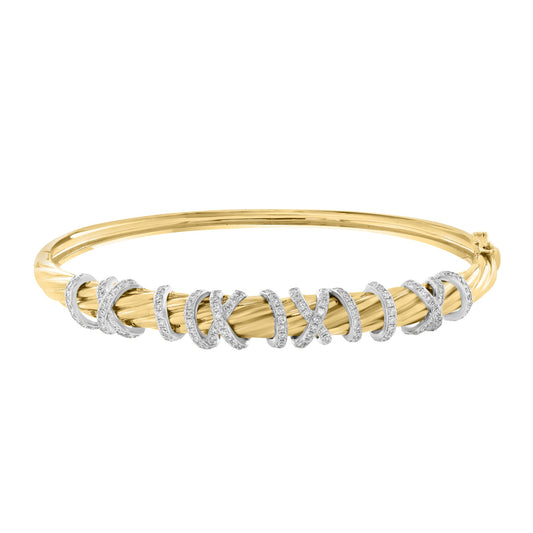 EFFY 14K WHITE & YELLOW GOLD DIAMOND BANGLE (0.67 CTW)