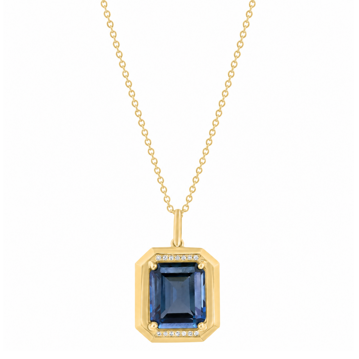 EFFY 14K YELLOW GOLD DIAMOND LONDON BLUE TOPAZ PENDANT
