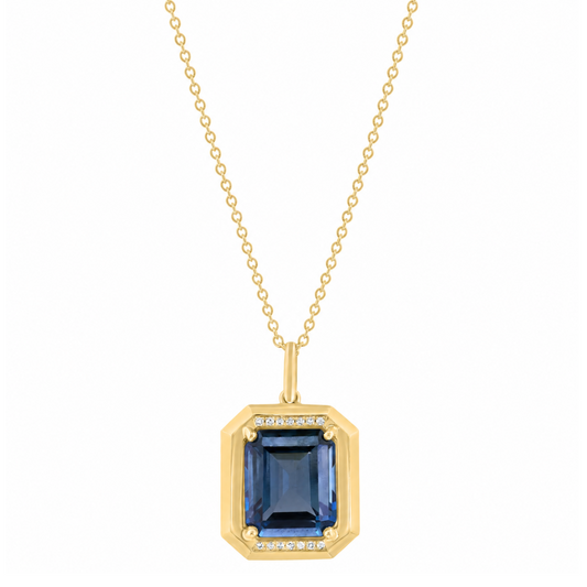 EFFY 14K YELLOW GOLD DIAMOND LONDON BLUE TOPAZ PENDANT