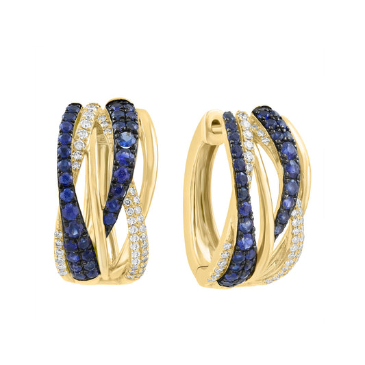 EFFY 14K YELLOW GOLD DIAMOND (0.27 CTW) & NATURAL SAPPHIRE EARRINGS