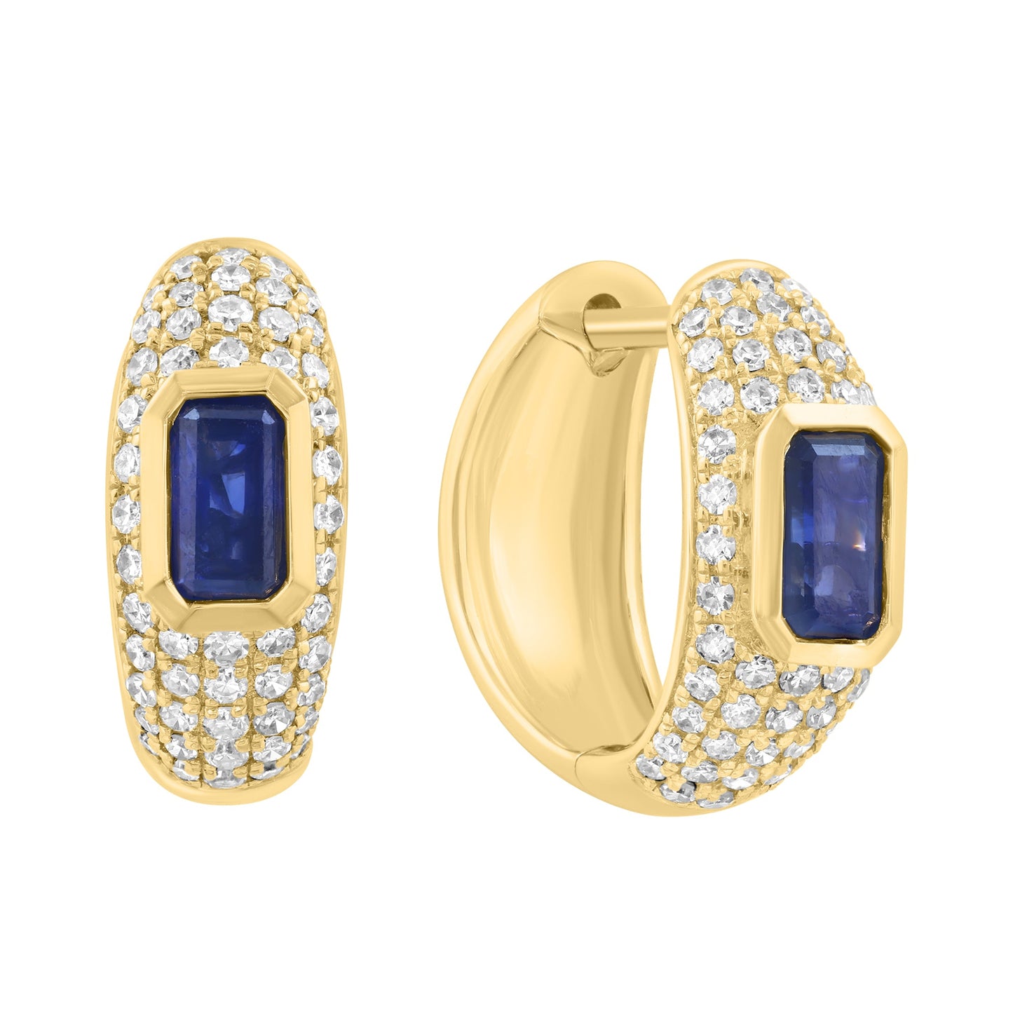 EFFY 14K YELLOW GOLD DIAMOND (0.35 CTW) & NATURAL SAPPHIRE EARRINGS
