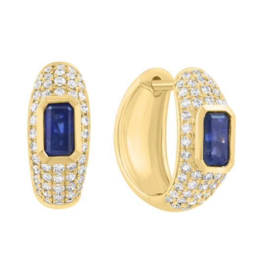 EFFY 14K YELLOW GOLD DIAMOND (0.35 CTW) & NATURAL SAPPHIRE EARRINGS