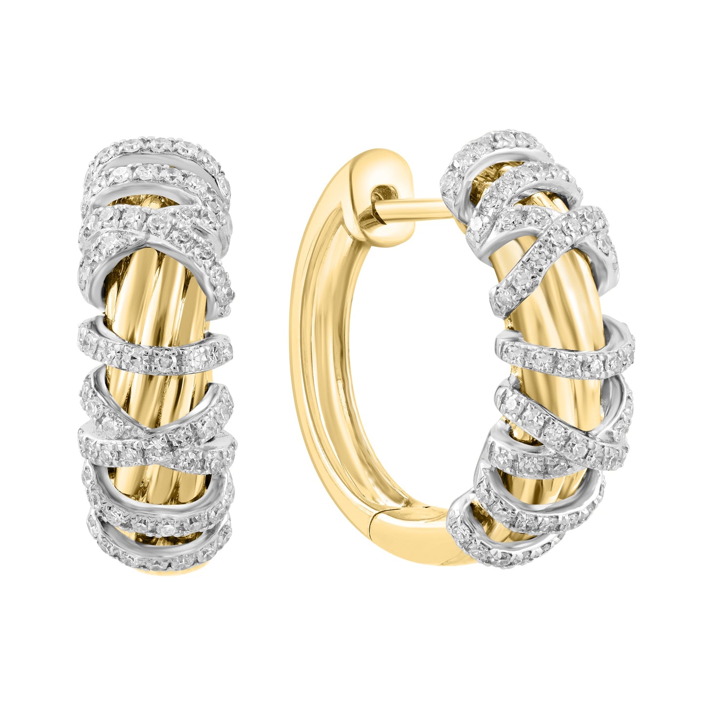 EFFY 14K WHITE & YELLOW GOLD DIAMOND EARRINGS (0.53 CTW)