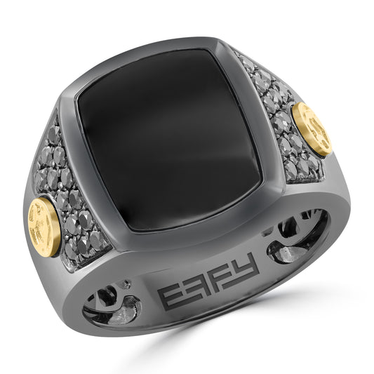 EFFY 14K YELLOW GOLD BLACK DIAMOND (0.67 CTW) ONYX RING