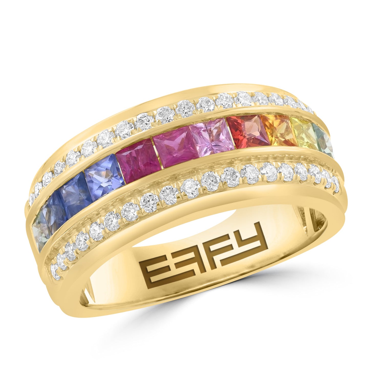 EFFY 14K YELLOW GOLD "RAINBOW" RING (0.19 CTW)