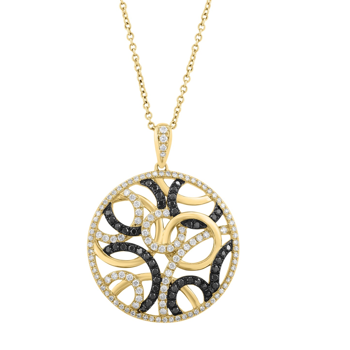 EFFY 14K YELLOW GOLD DIAMOND (0.75 CTW) & BLACK DIAMOND PENDANT