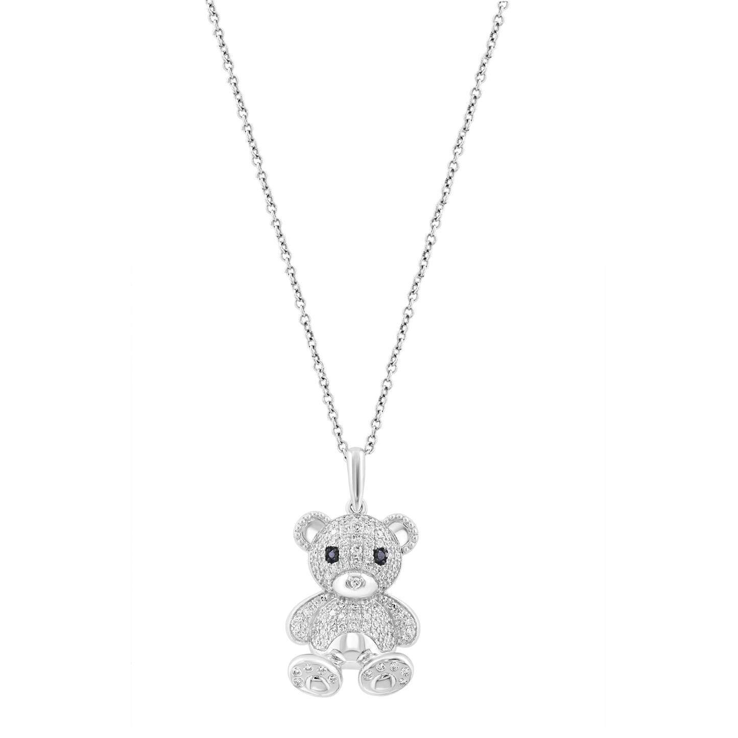 EFFY 14K WHITE GOLD DIAMOND (0.35 CTW) & BLACK DIAMOND BEAR PENDANT