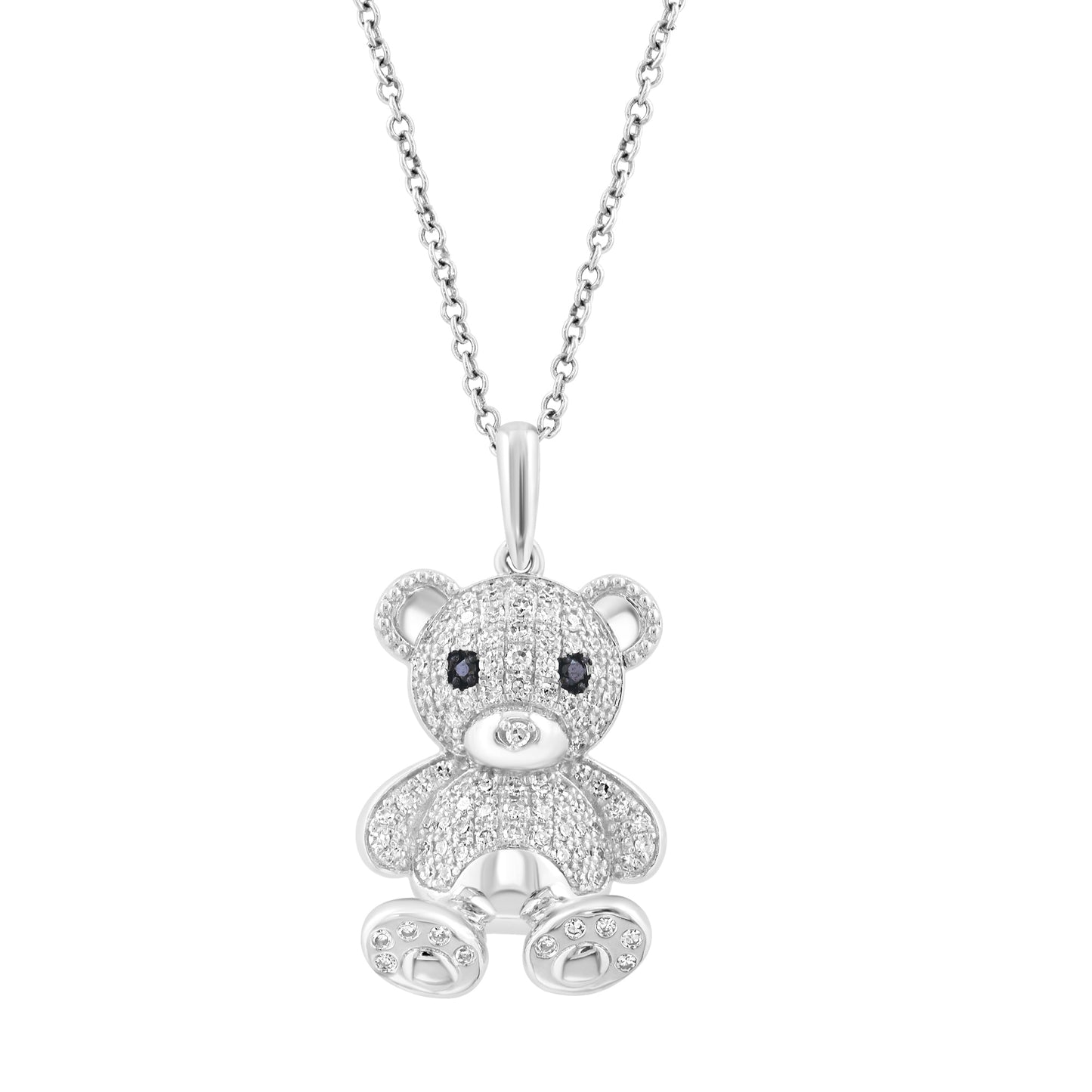 EFFY 14K WHITE GOLD DIAMOND (0.35 CTW) & BLACK DIAMOND BEAR PENDANT