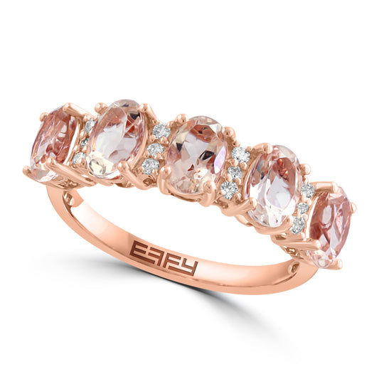 EFFY 14K ROSE GOLD DIAMOND (0.08 CTW) MORGANITE RING