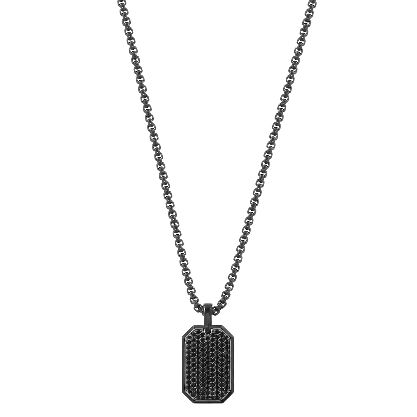 EFFY 925 TITANIUM & SILVER, BLACK SPINEL PENDANT