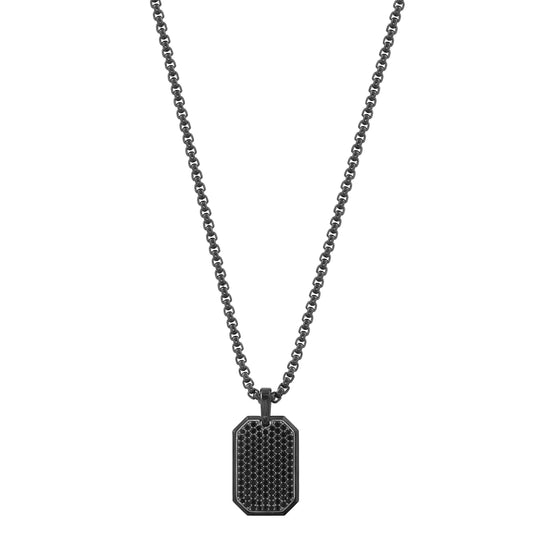 EFFY 925 TITANIUM & SILVER, BLACK SPINEL PENDANT
