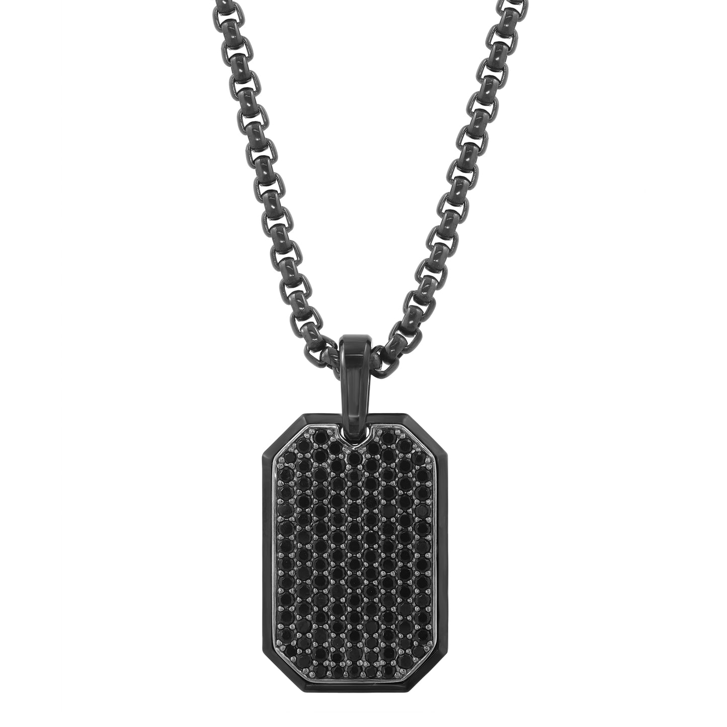 EFFY 925 TITANIUM & SILVER, BLACK SPINEL PENDANT