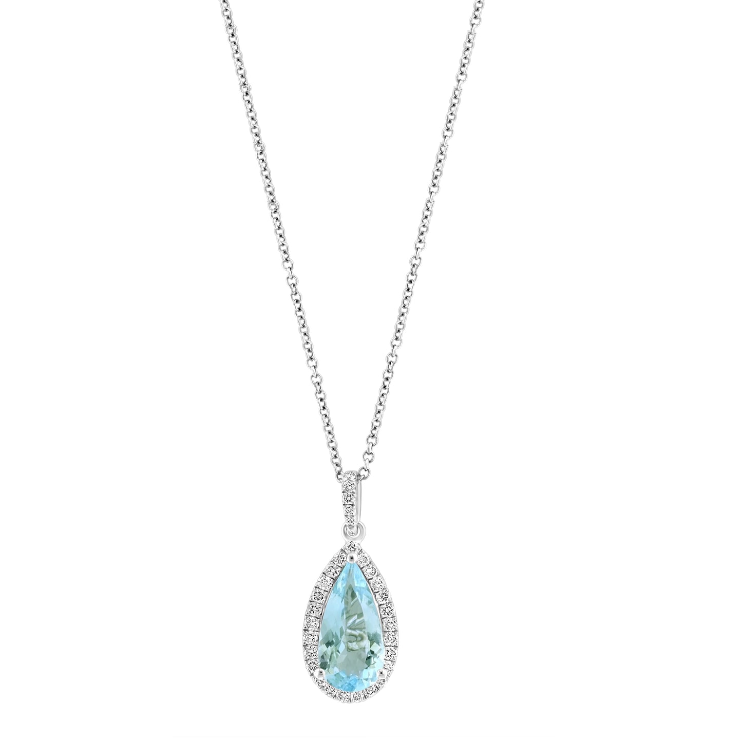 EFFY 14K WHITE GOLD DIAMOND (0.36 CTW) AQUAMARINE PENDANT