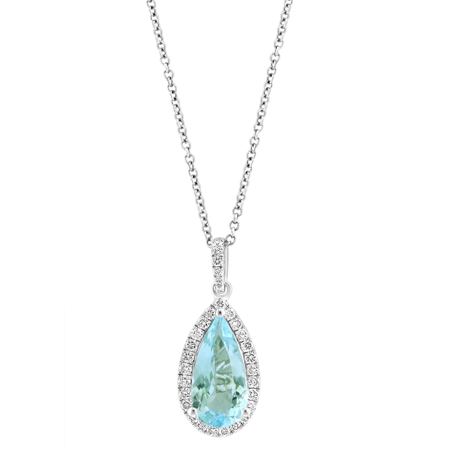 EFFY 14K WHITE GOLD DIAMOND (0.36 CTW) AQUAMARINE PENDANT