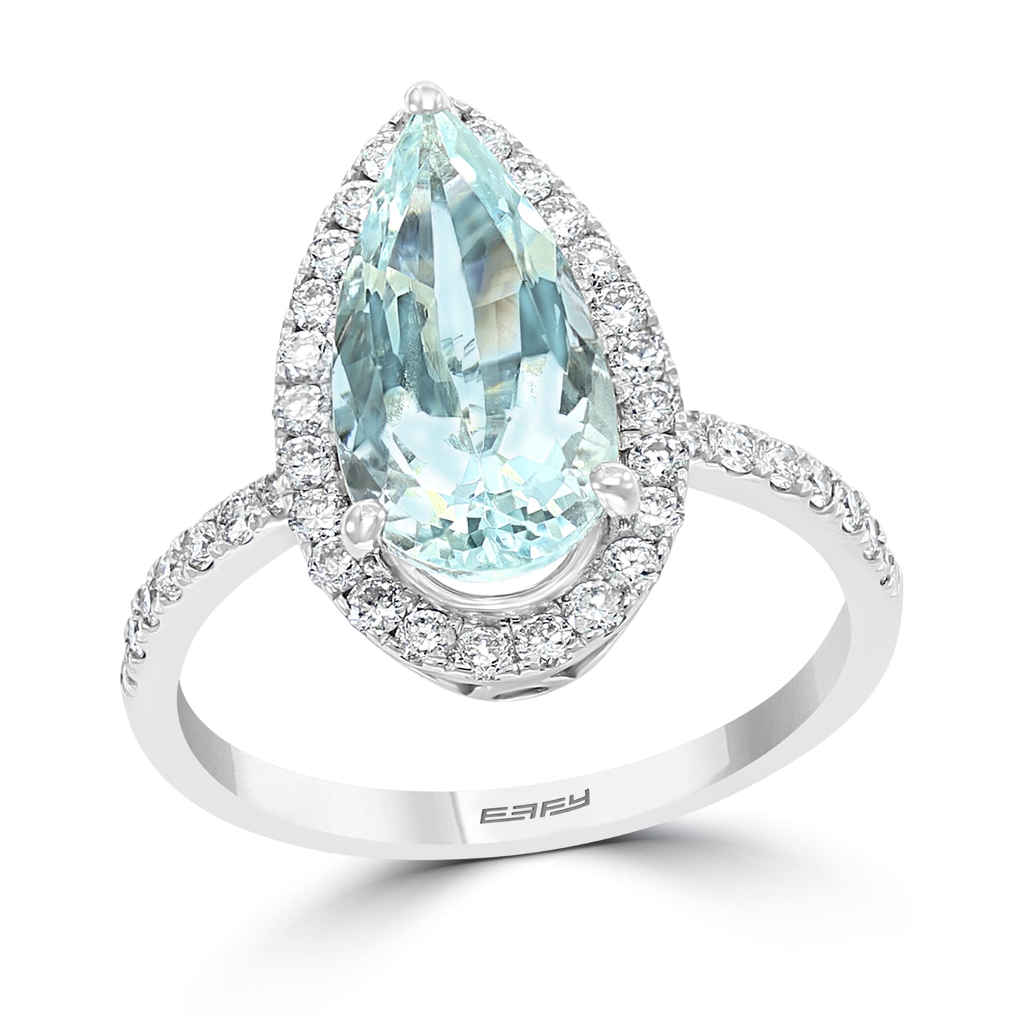 EFFY 14K WHITE GOLD DIAMOND (0.44 CTW) AQUAMARINE RING