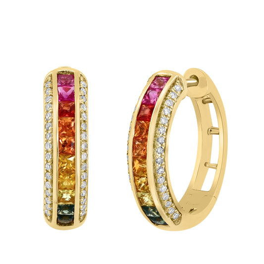 EFFY 14K YELLOW GOLD DIAMOND (0.37 CTW) "RAINBOW" EARRINGS