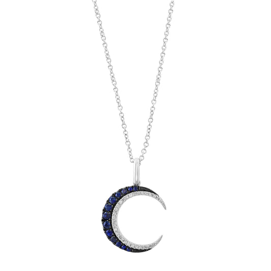 EFFY 14K WHITE GOLD DIAMOND (0.09 CTW) & NATURAL SAPPHIRE PENDANT