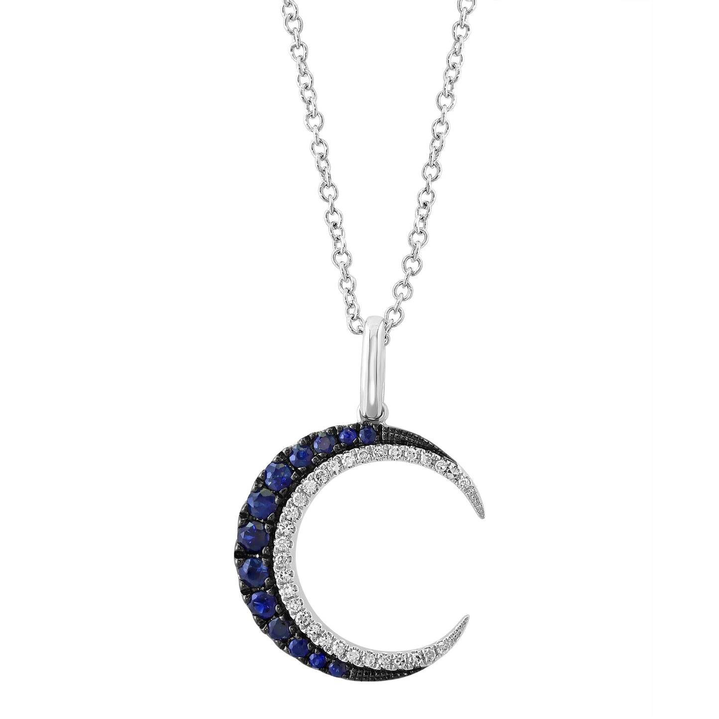 EFFY 14K WHITE GOLD DIAMOND (0.09 CTW) & NATURAL SAPPHIRE PENDANT