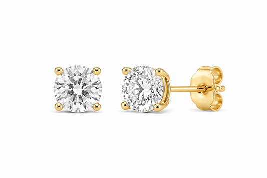 14k Y/G Lab Diamond Studs 2.00 CTW