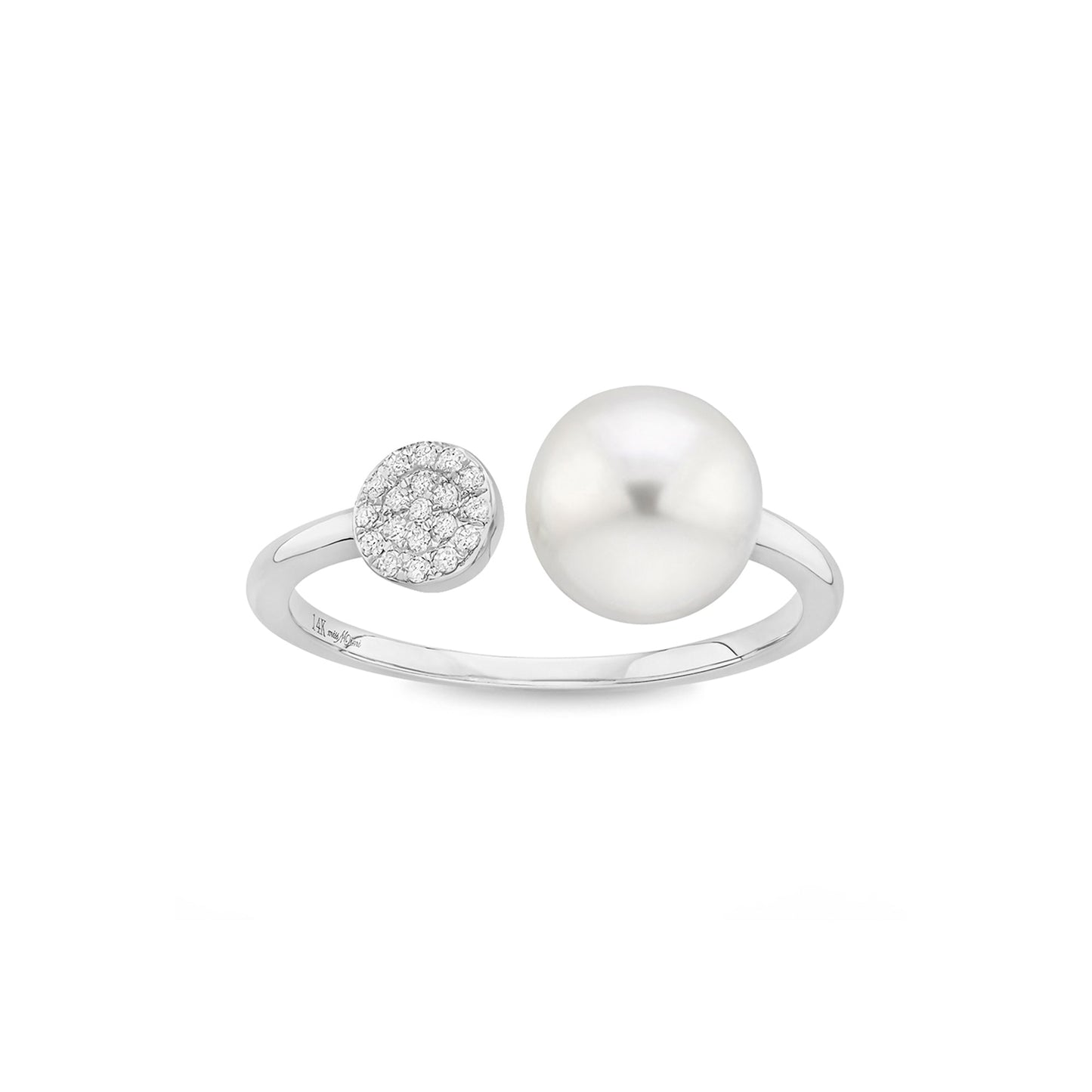 14k White Gold Pearl and diamond ring