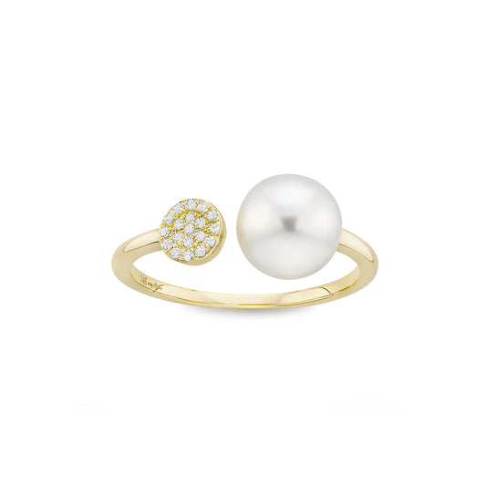 14k Yellow Gold Pearl and diamond ring