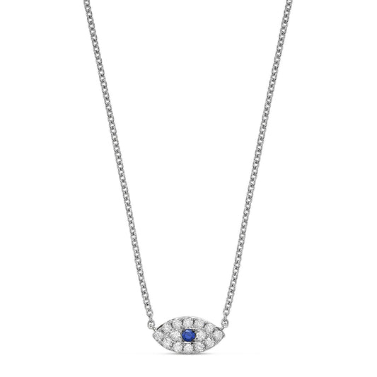 14k White Gold Evil eye necklace