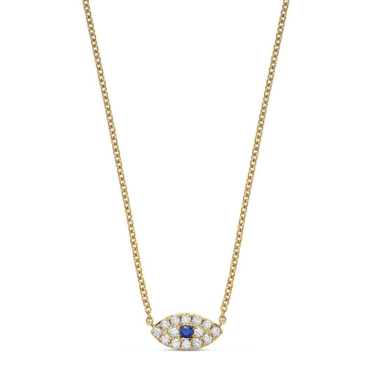 14k Yellow Gold Evil eye necklace