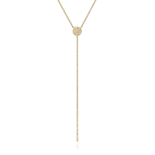 14k Yellow Gold Lariat diamond necklace