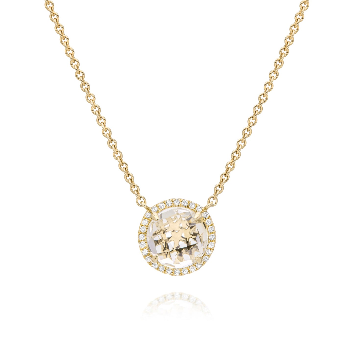 14k Yellow Gold Diamond round necklace