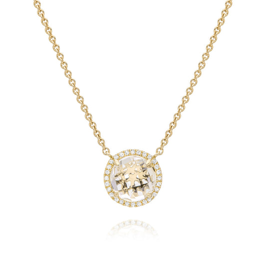 14k Yellow Gold Diamond round necklace